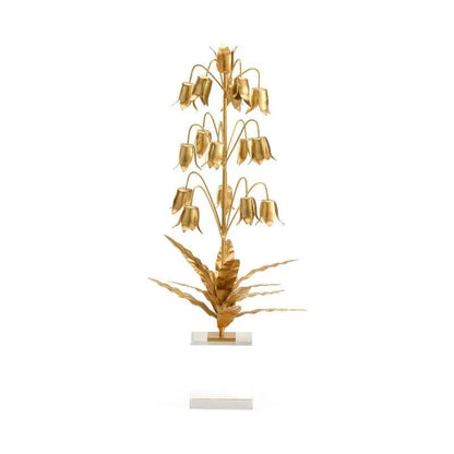 Lily Of The Valley Gold Floral Crystal Base Sculpture - LOOMLAN - Chelsea House - Statues & Sculptures