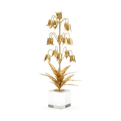 Lily Of The Valley Gold Floral Crystal Base Sculpture - LOOMLAN - Chelsea House - Statues & Sculptures