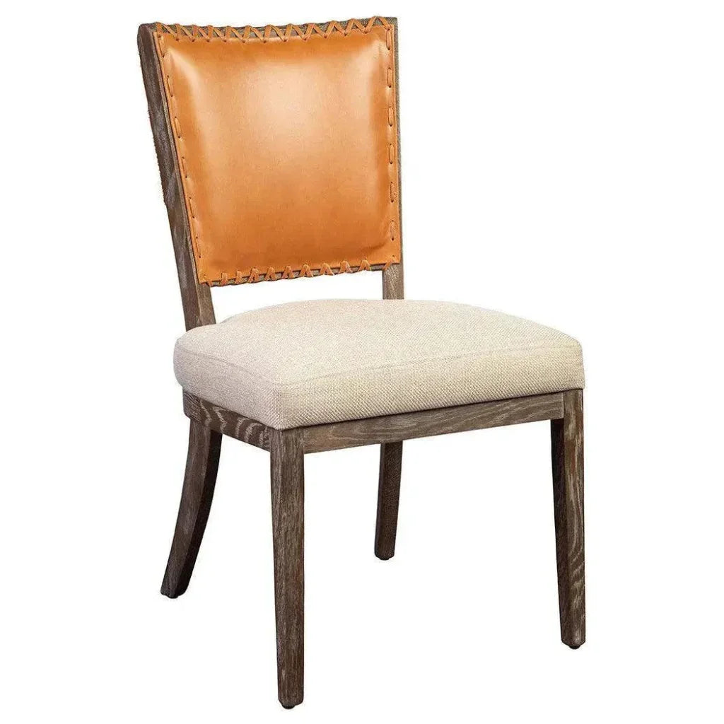 Lina Leather and Linen Chair Set of 2 - LOOMLAN - Furniture Classics - Dining Chairs