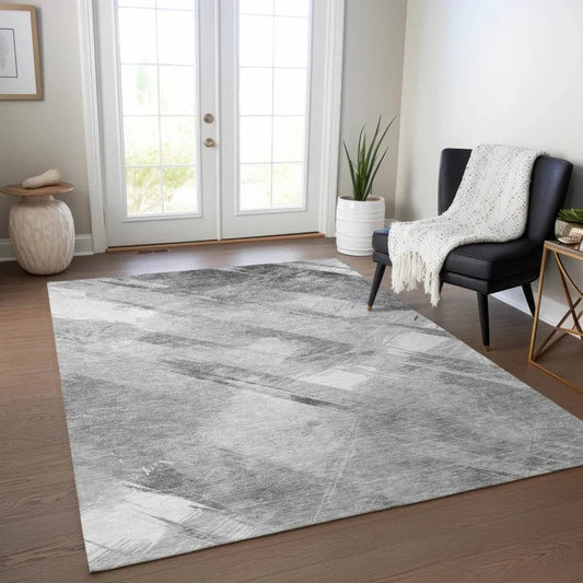 Linavie Gray Washable Indoor - Outdoor Rug - LOOMLAN - LOOMLAN Rugs - Outdoor Rugs