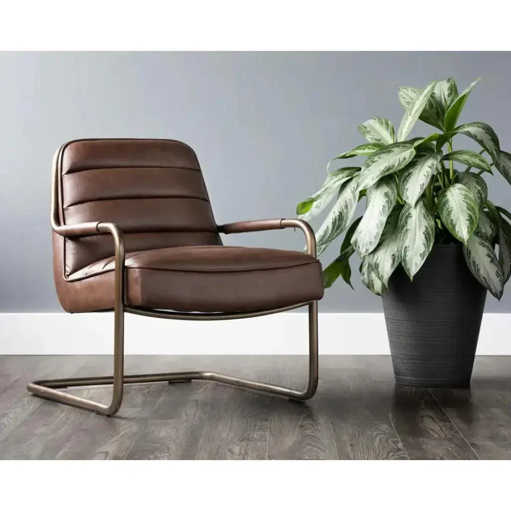 Lincoln Leather Lounge Chair - LOOMLAN - SUNPAN - Accent Chairs
