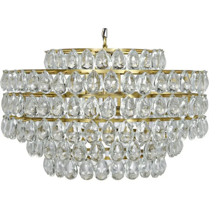Linden Metal & Crystal Chandelier Antique Brass - LOOMLAN - Noir - Chandeliers