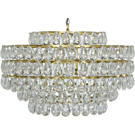 Linden Metal & Crystal Chandelier Antique Brass - LOOMLAN - Noir - Chandeliers