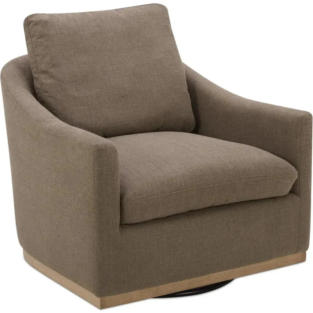 Linden Performance Fabric & Pine Wood Brown Swivel Arm Chair - LOOMLAN - Moe's Home - Club Chairs