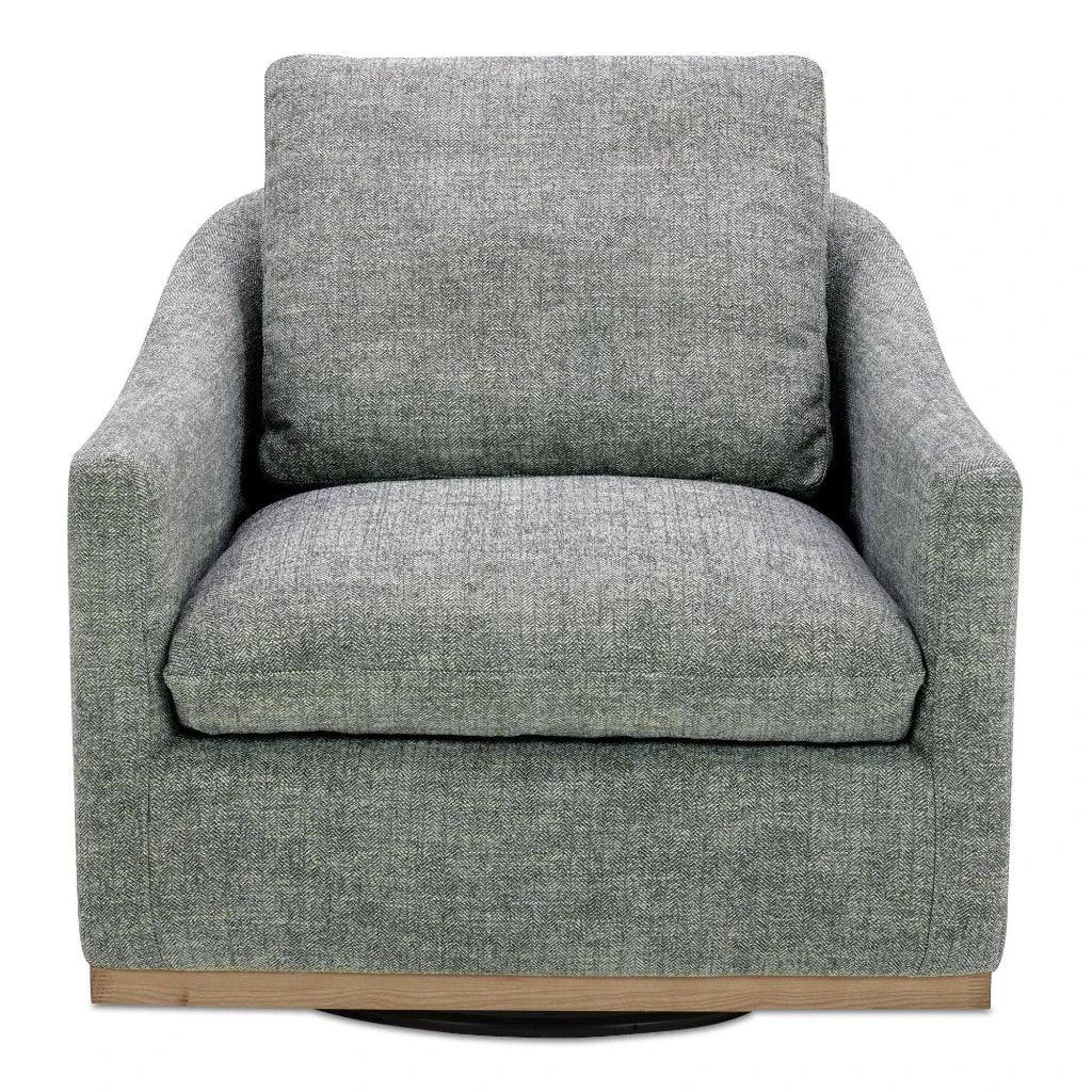 Linden Performance Fabric & Pine Wood Grey Swivel Arm Chair - LOOMLAN - Moe's Home - Club Chairs