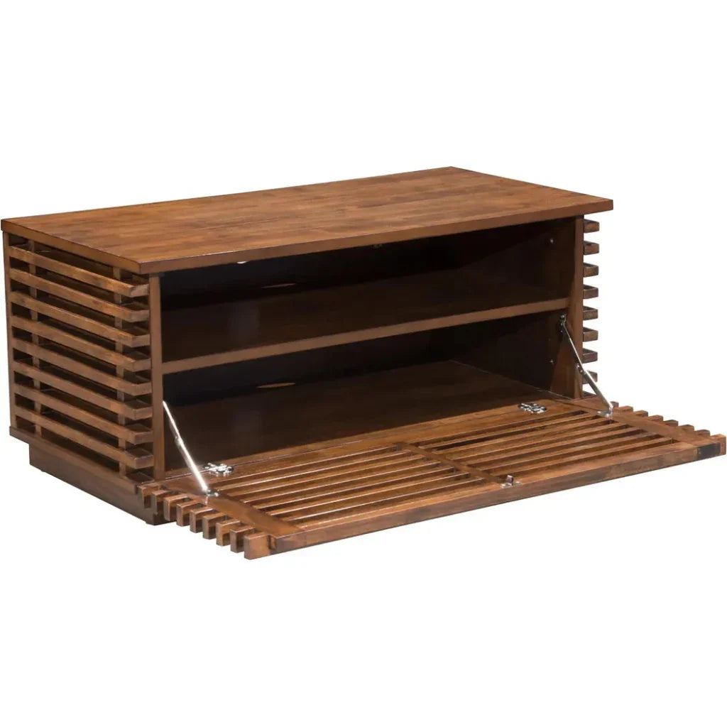 Linea Narrow Entertainment Stand Walnut - LOOMLAN - Zuo Modern - TV Stands & Media Centers