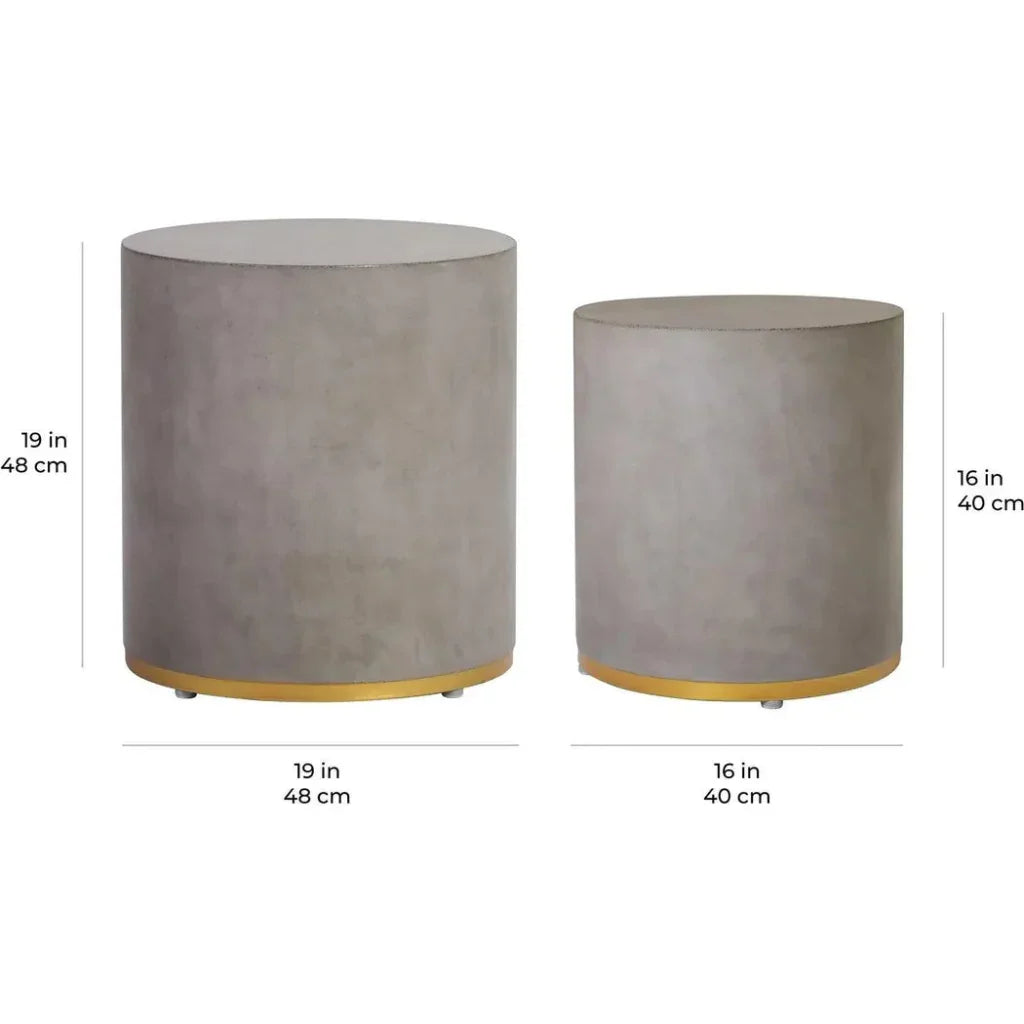 Linea Ring Accent Table Set - Gold Outdoor End Tables - LOOMLAN - Seasonal Living - Outdoor Side Tables