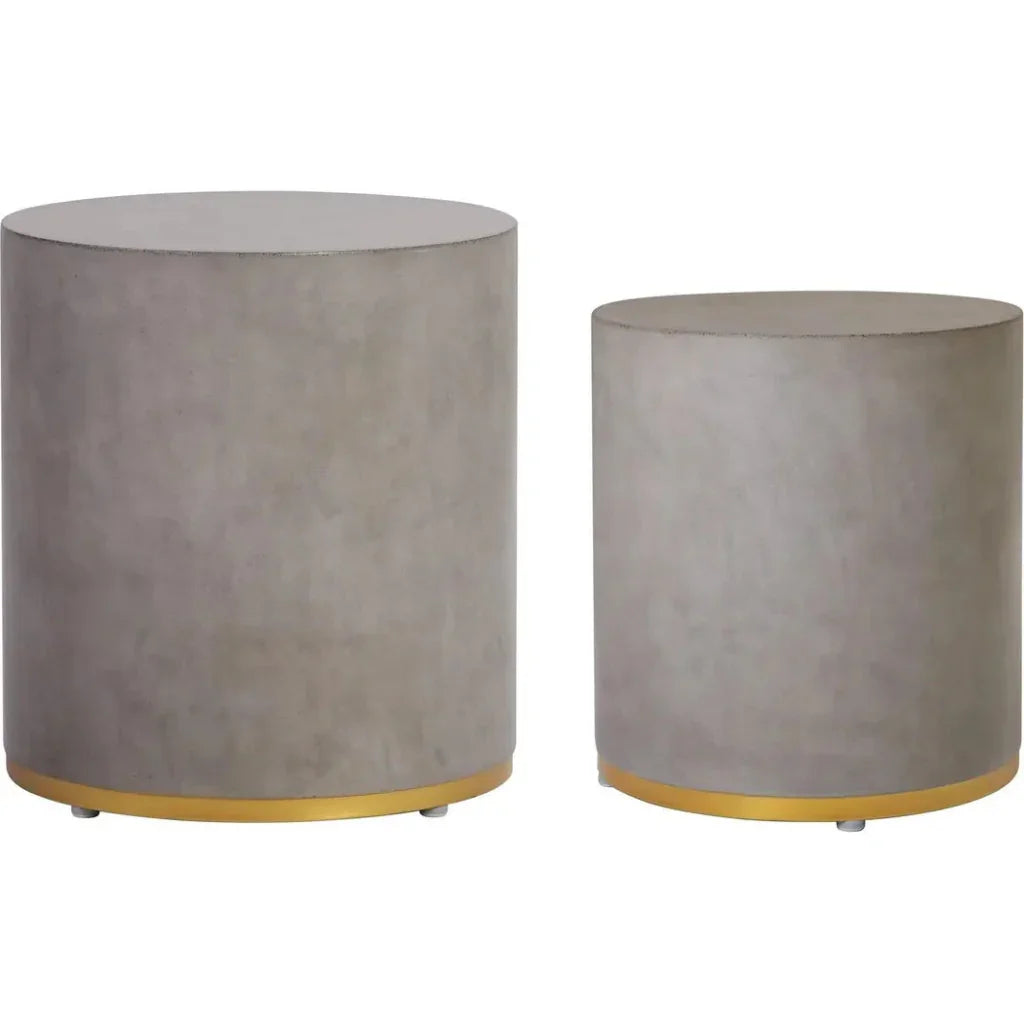 Linea Ring Accent Table Set - Gold Outdoor End Tables - LOOMLAN - Seasonal Living - Outdoor Side Tables