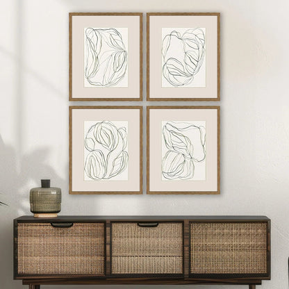 Linear Composition Wood Framed Wall Art 4PC