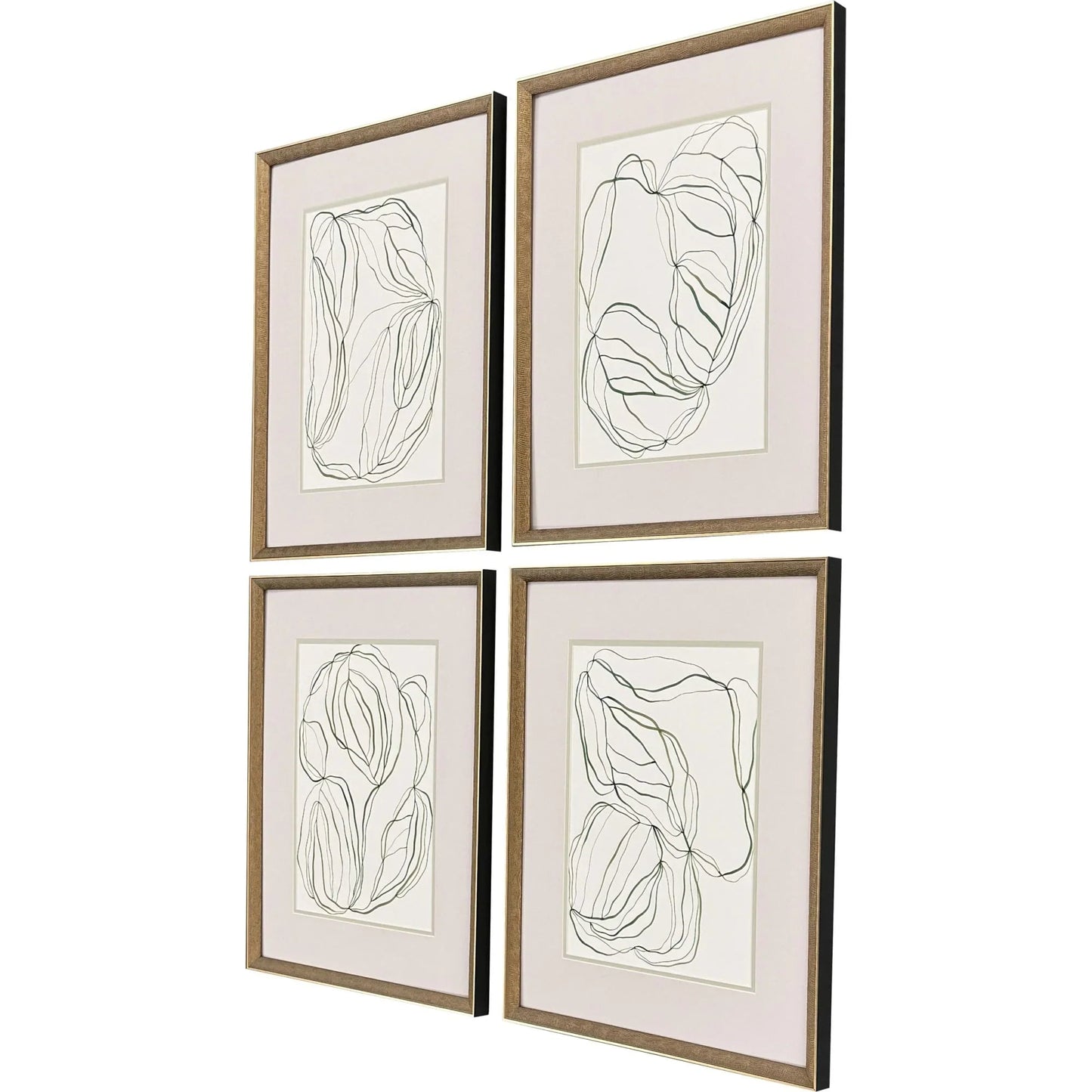 Linear Composition Wood Framed Wall Art 4PC