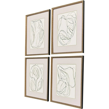 Linear Composition Wood Framed Wall Art 4PC