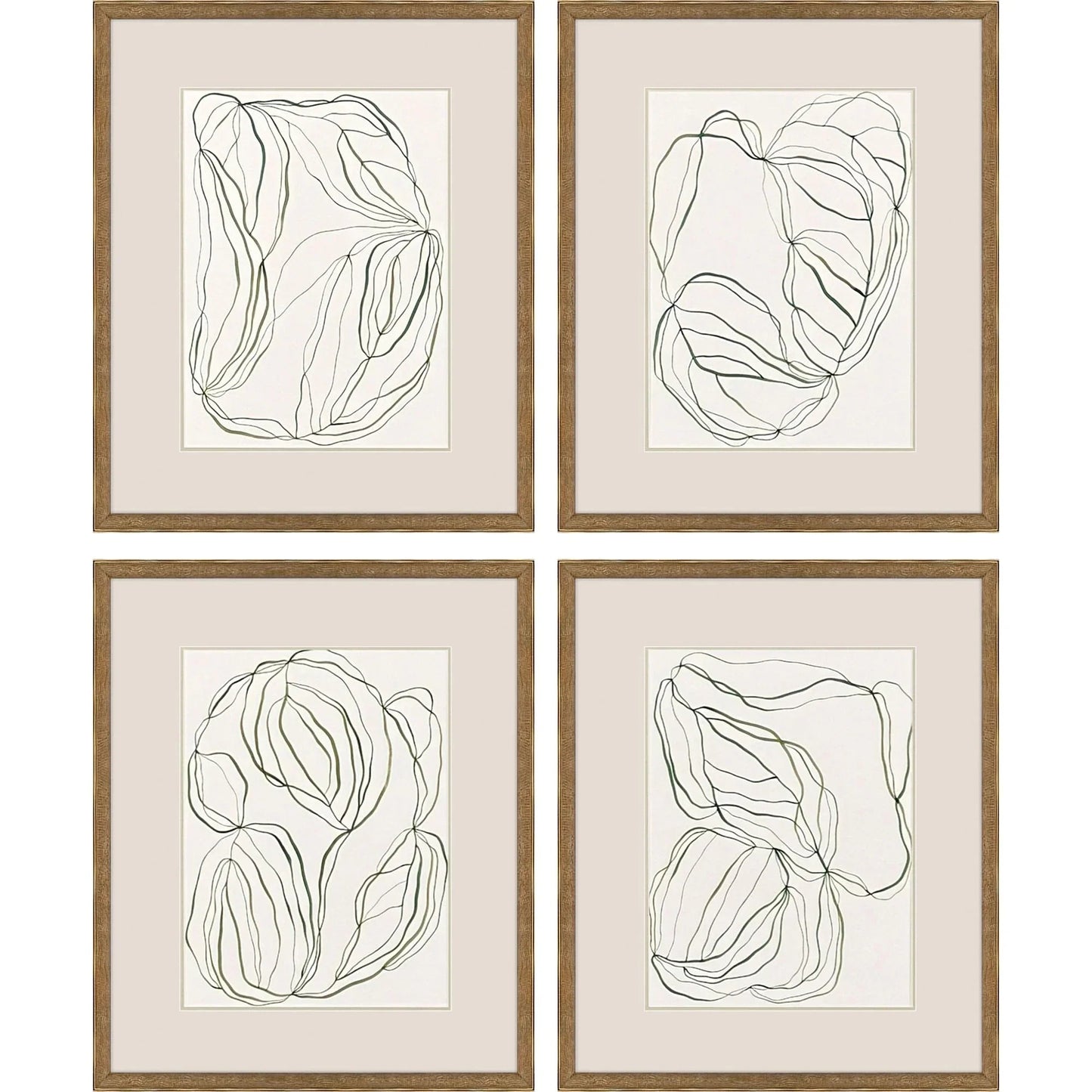 Linear Composition Wood Framed Wall Art 4PC