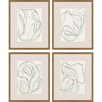 Linear Composition Wood Framed Wall Art 4PC