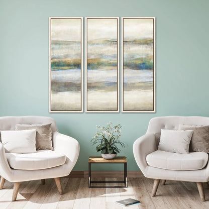Linear Motion Blue Framed Wall Art 3PC