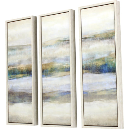 Linear Motion Blue Framed Wall Art 3PC
