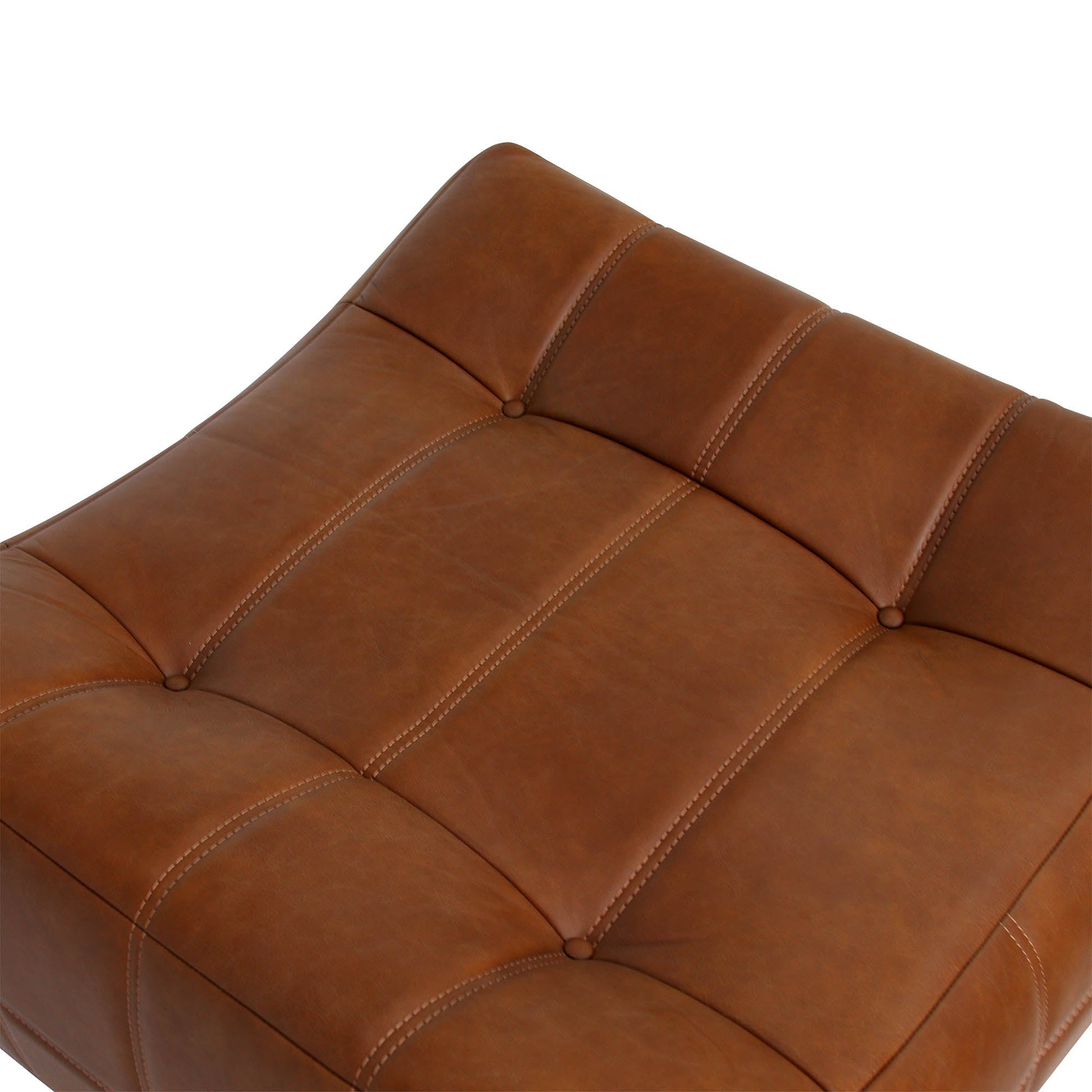 Linear Rich Brown Leather Ottoman-Ottomans-LH Imports-LOOMLAN