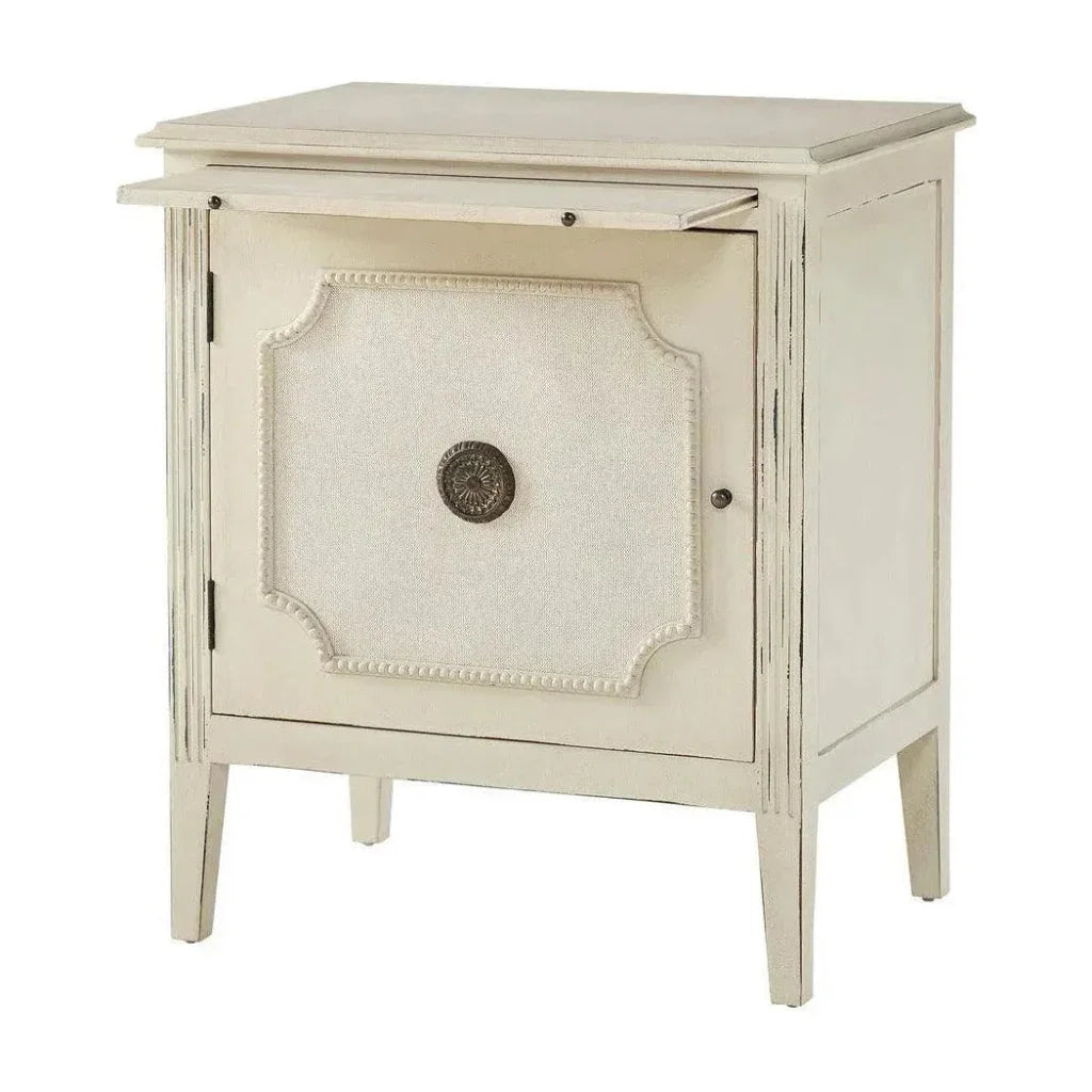 Linen & Beaded Front End Table - LOOMLAN - Furniture Classics - Side Tables