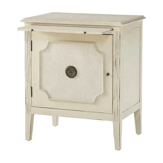 Linen & Beaded Front End Table - LOOMLAN - Furniture Classics - Side Tables