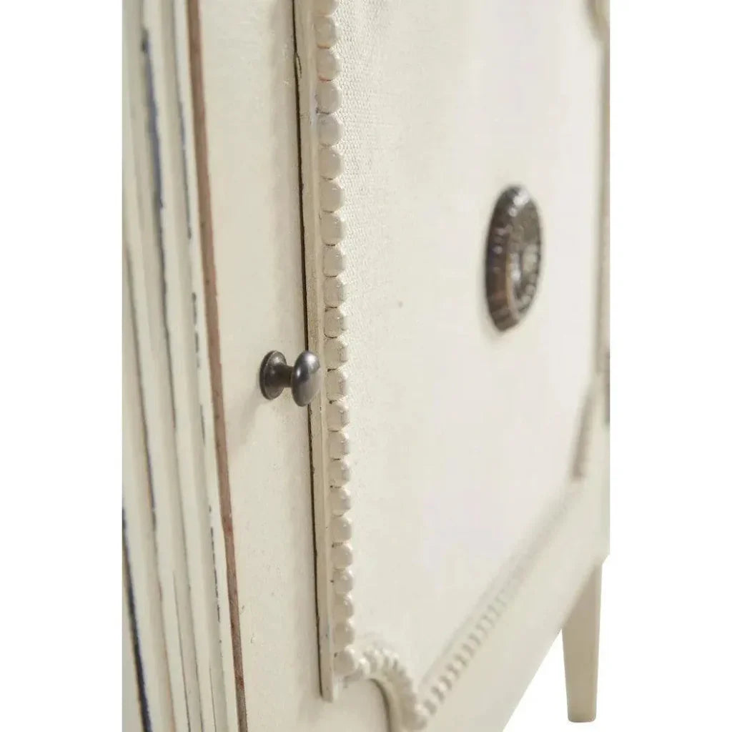 Linen & Beaded Front End Table - LOOMLAN - Furniture Classics - Side Tables