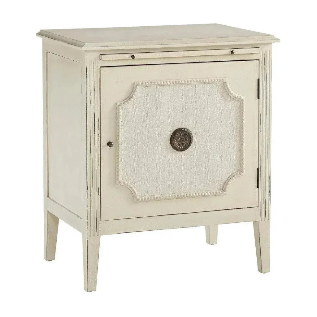Linen & Beaded Front End Table - LOOMLAN - Furniture Classics - Side Tables