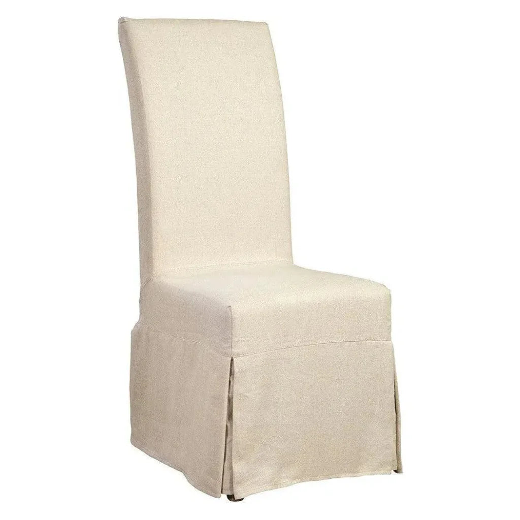 Linen Floor Length Slip Covered Parsons Chair 2PC - LOOMLAN - Furniture Classics - Dining Chairs