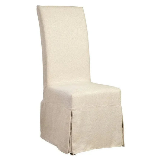Linen Floor Length Slip Covered Parsons Chair 2PC - LOOMLAN - Furniture Classics - Dining Chairs