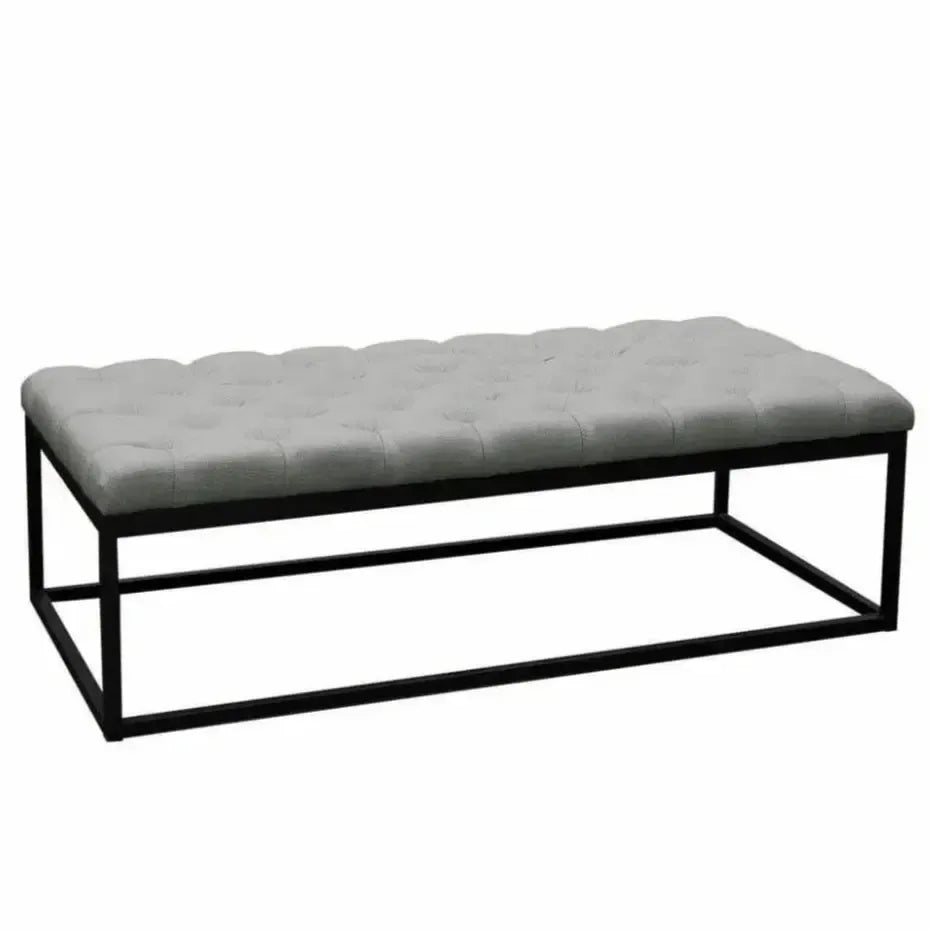 Linen Tufted Large Bedroom Bench in Grey - LOOMLAN - Diamond Sofa - Bedroom Benches
