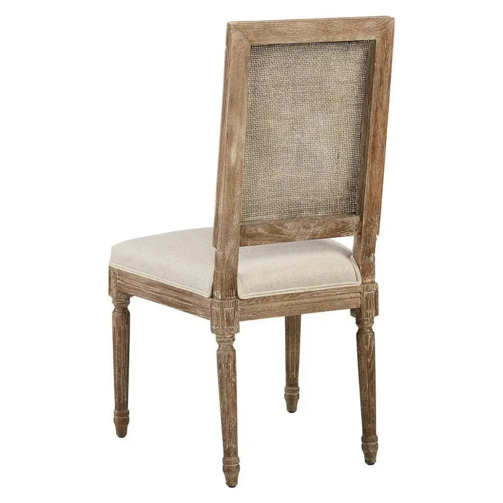 Linen and Oak Caned Back Side Chair Set of 2 - LOOMLAN - Furniture Classics - Dining Chairs