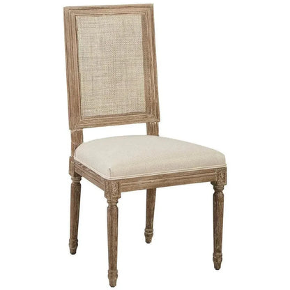 Linen and Oak Caned Back Side Chair Set of 2 - LOOMLAN - Furniture Classics - Dining Chairs