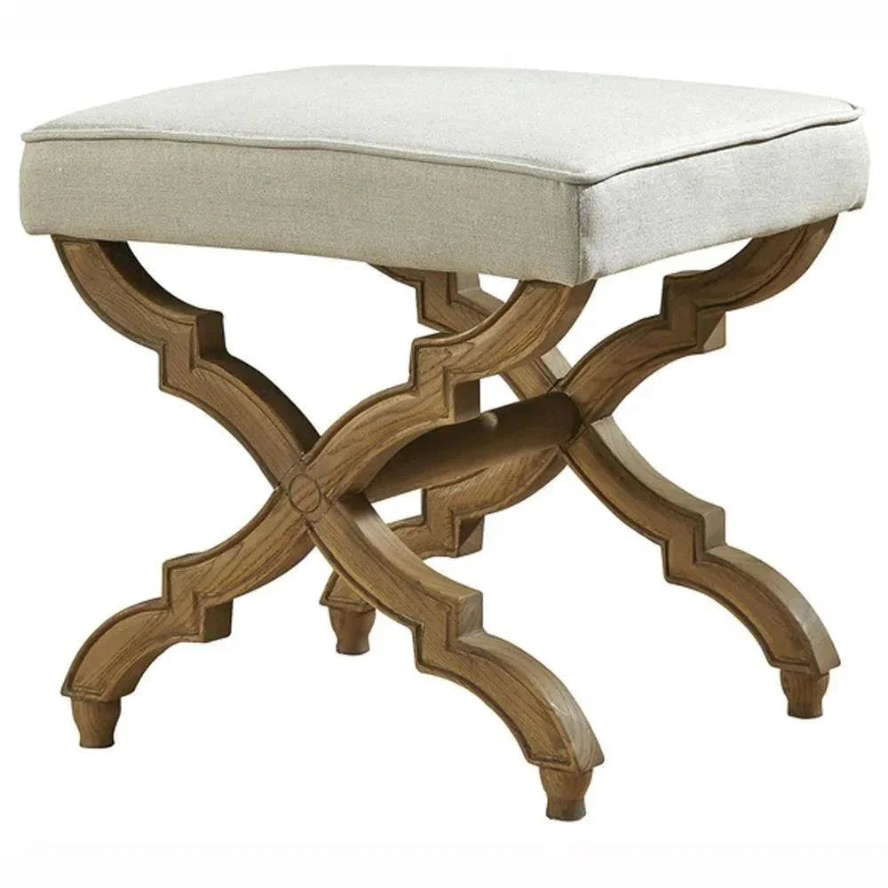 Linen and Oak Foot Stool - LOOMLAN - Furniture Classics - Poufs and Stools