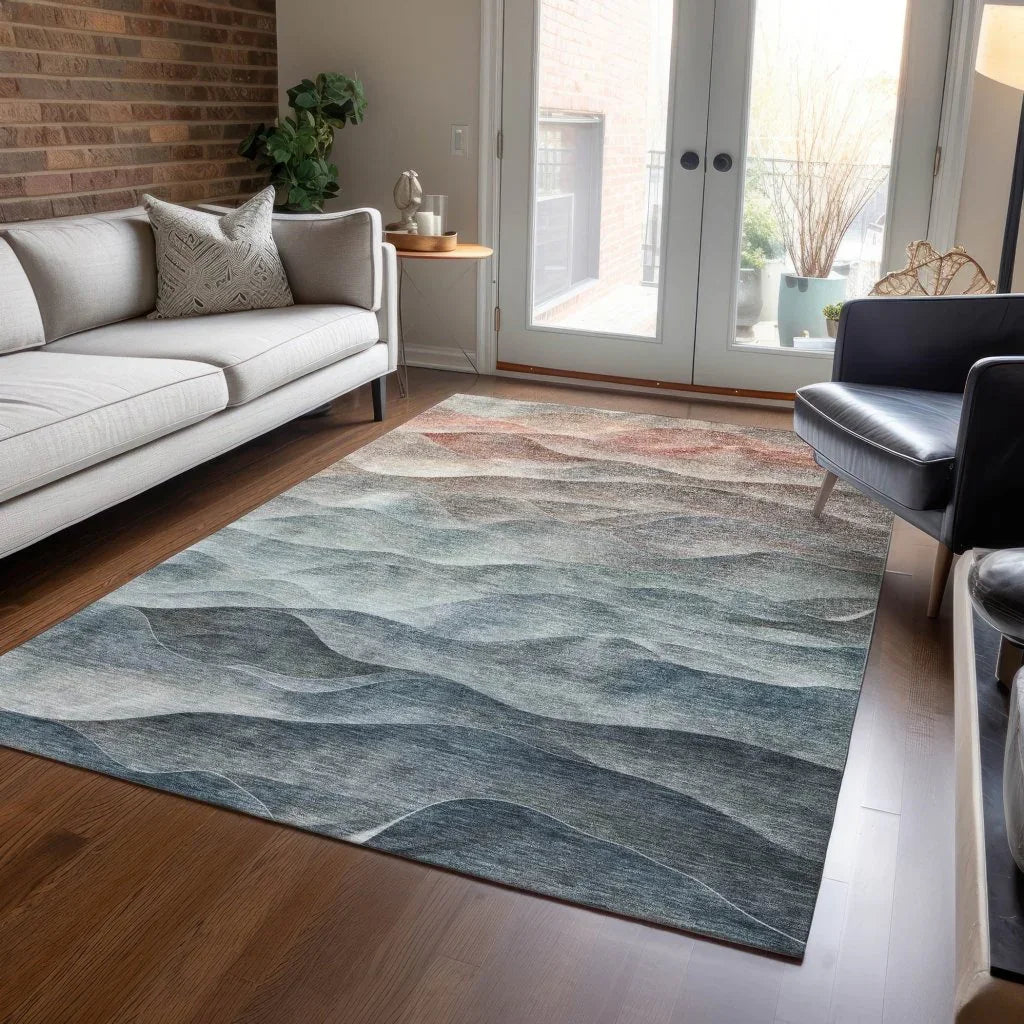 Linover Teal Washable Indoor - Outdoor Rug - LOOMLAN - LOOMLAN Rugs - Outdoor Rugs