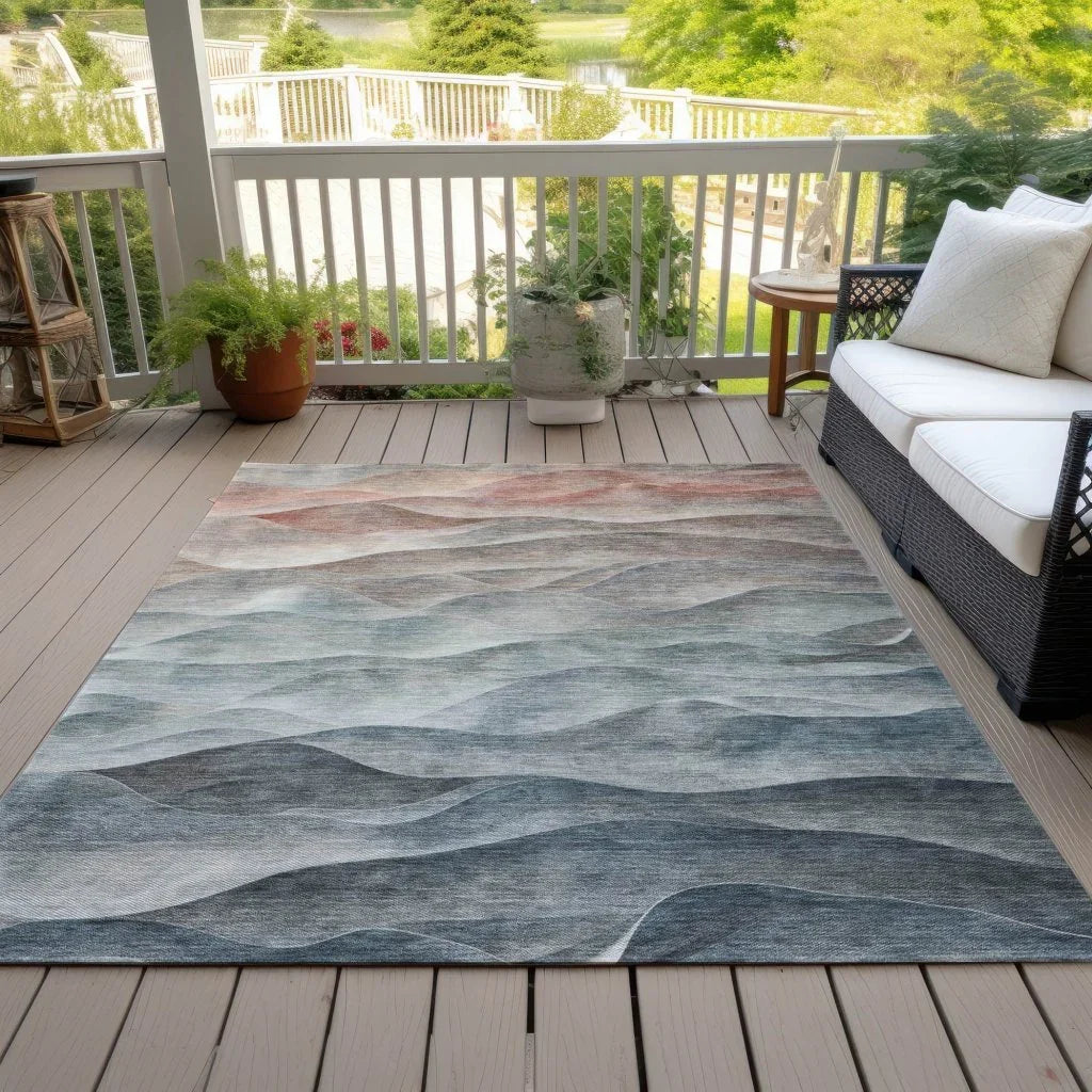 Linover Teal Washable Indoor - Outdoor Rug - LOOMLAN - LOOMLAN Rugs - Outdoor Rugs