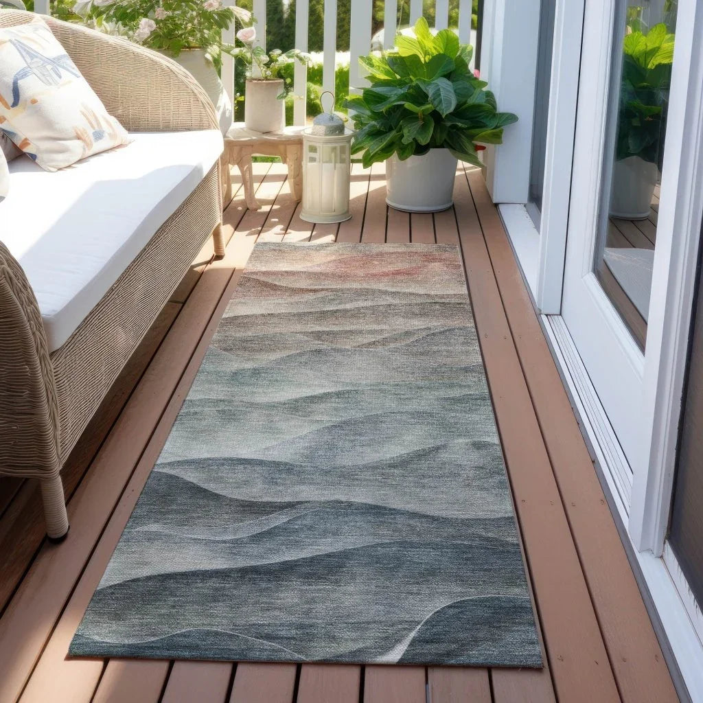Linover Teal Washable Indoor - Outdoor Rug - LOOMLAN - LOOMLAN Rugs - Outdoor Rugs