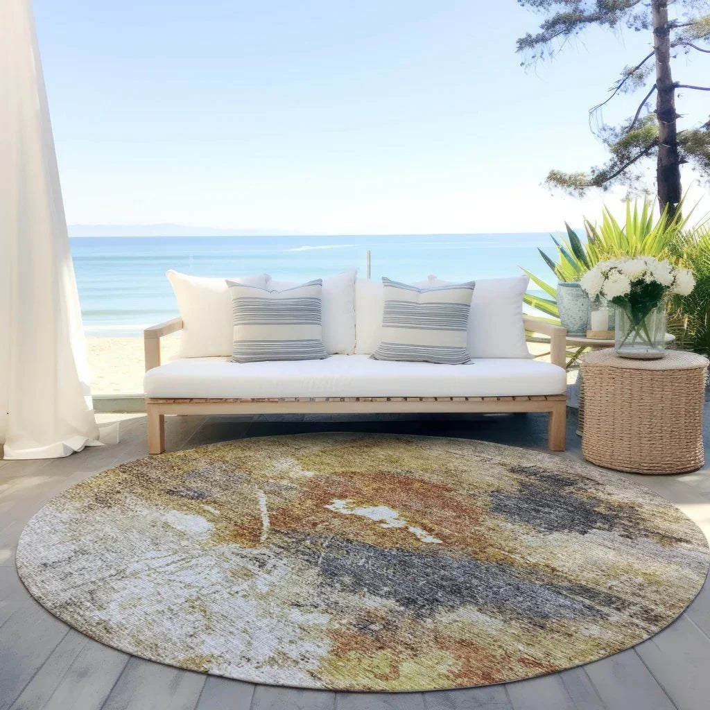 Linta Brown Washable Indoor - Outdoor Rug - LOOMLAN - LOOMLAN Rugs - Outdoor Rugs