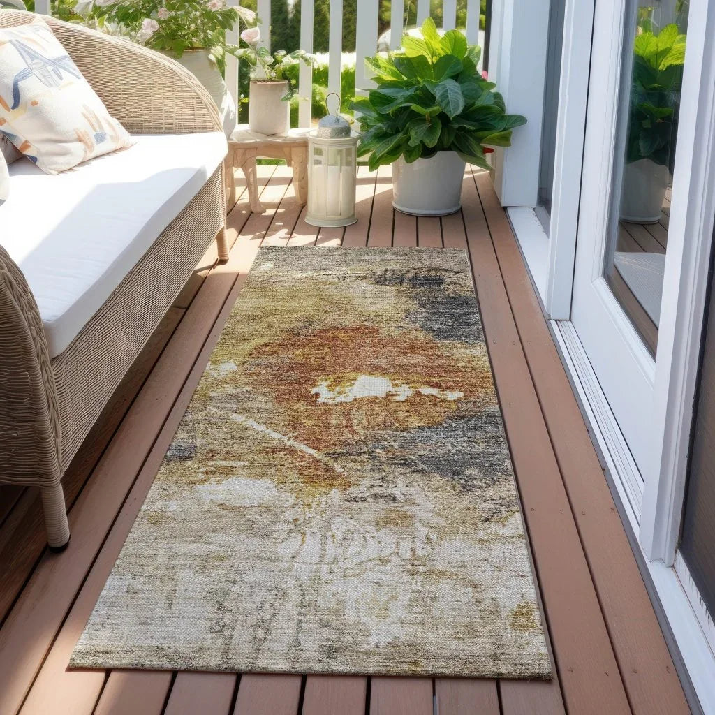 Linta Brown Washable Indoor - Outdoor Rug - LOOMLAN - LOOMLAN Rugs - Outdoor Rugs