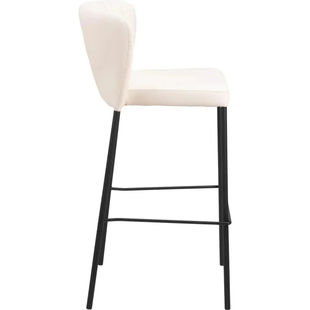 Linz Barstool (Set of 2) Cream - LOOMLAN - Zuo Modern - Bar Stools