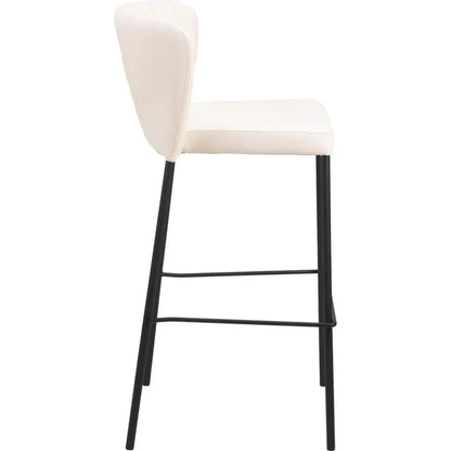 Linz Barstool (Set of 2) Cream - LOOMLAN - Zuo Modern - Bar Stools