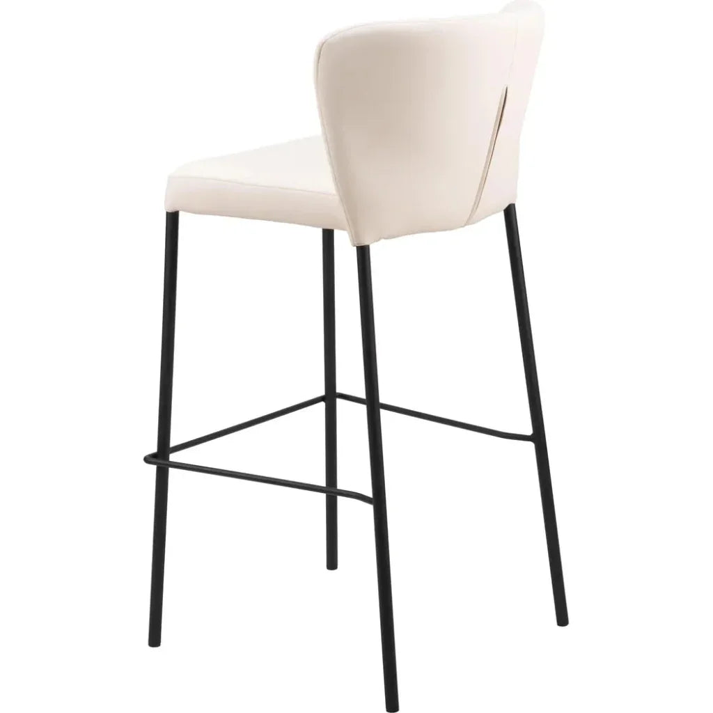 Linz Barstool (Set of 2) Cream - LOOMLAN - Zuo Modern - Bar Stools