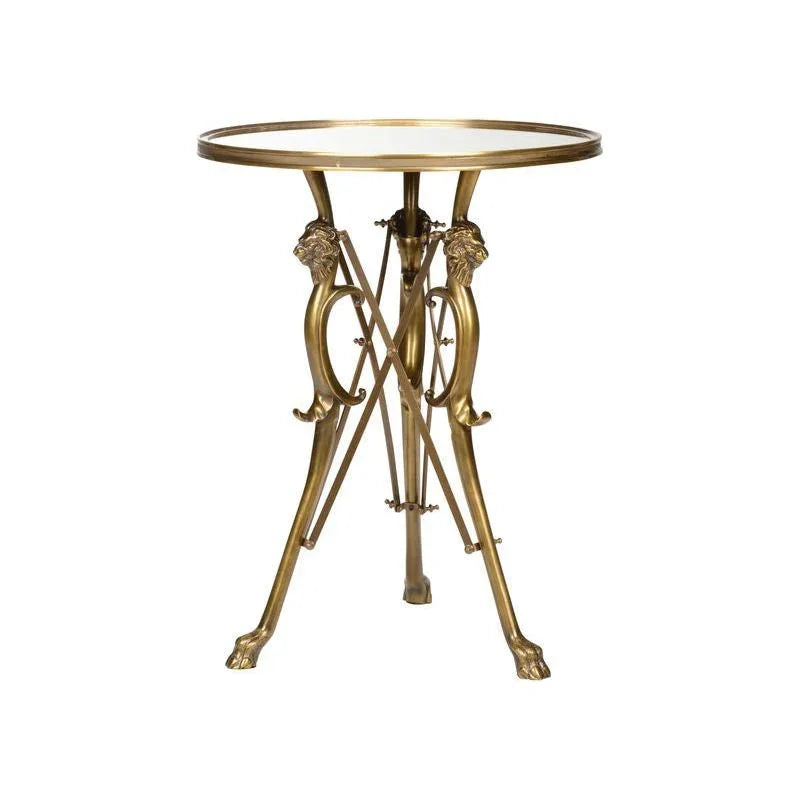 Lion In The Library Brass Framed Side Table - LOOMLAN - Wildwood - Side Tables