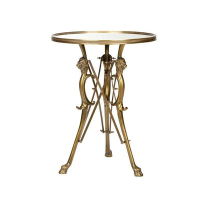 Lion In The Library Brass Framed Side Table - LOOMLAN - Wildwood - Side Tables