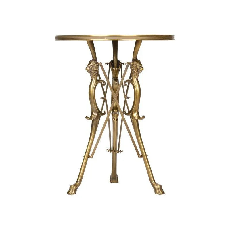 Lion In The Library Brass Framed Side Table - LOOMLAN - Wildwood - Side Tables