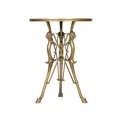 Lion In The Library Brass Framed Side Table - LOOMLAN - Wildwood - Side Tables