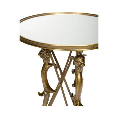 Lion In The Library Brass Framed Side Table - LOOMLAN - Wildwood - Side Tables