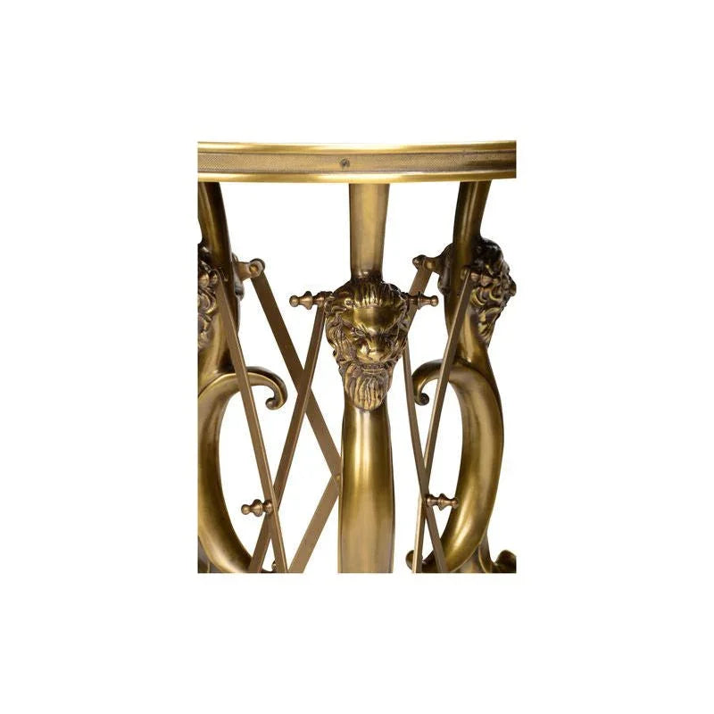 Lion In The Library Brass Framed Side Table - LOOMLAN - Wildwood - Side Tables