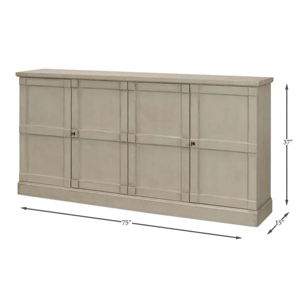 Lionisio Buffet 75" Wash Gray Wood Doors - LOOMLAN - Sarreid - Sideboards