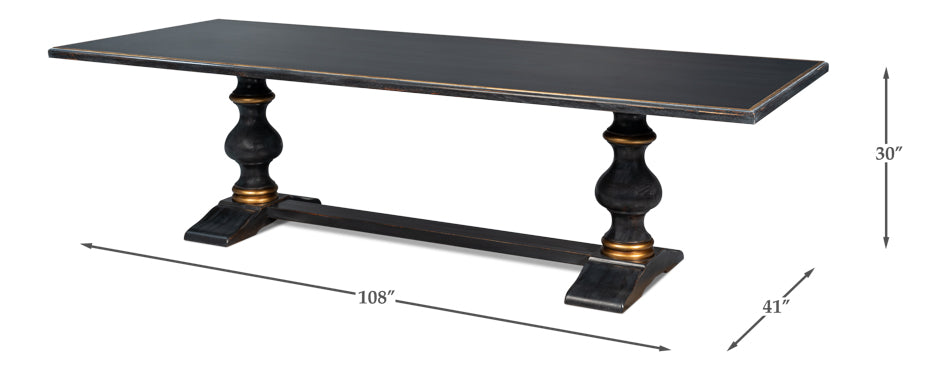 Lionisio Trestle Rectangular Dining Table-Dining Tables-Sarreid-LOOMLAN