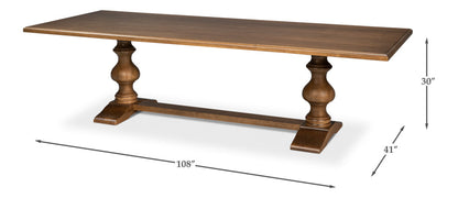 Lionisio Trestle Rectangular Dining Table-Dining Tables-Sarreid-LOOMLAN