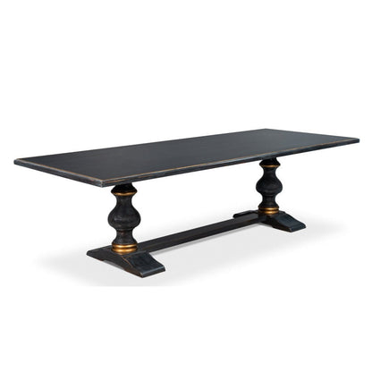 Lionisio Trestle Rectangular Dining Table-Dining Tables-Sarreid-Black-LOOMLAN