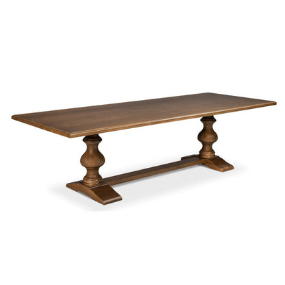 Lionisio Trestle Rectangular Dining Table-Dining Tables-Sarreid-Brown-LOOMLAN