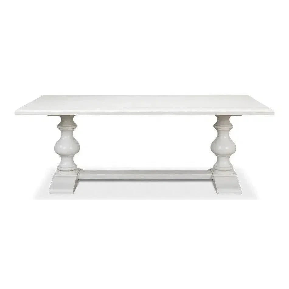 Lionisio Trestle Wood Dining Table-Dining Tables-Sarreid-Cortina White-LOOMLAN